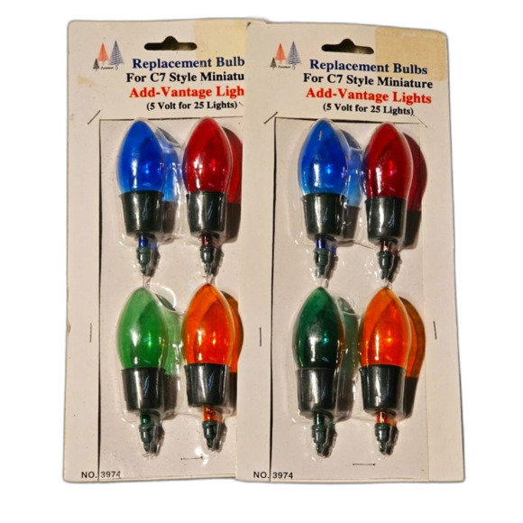 Replacement Bulbs For C7 Style Christmas Add-Vantage Lights Lot of 2 - 8 Bulbs - Picture 1 of 3